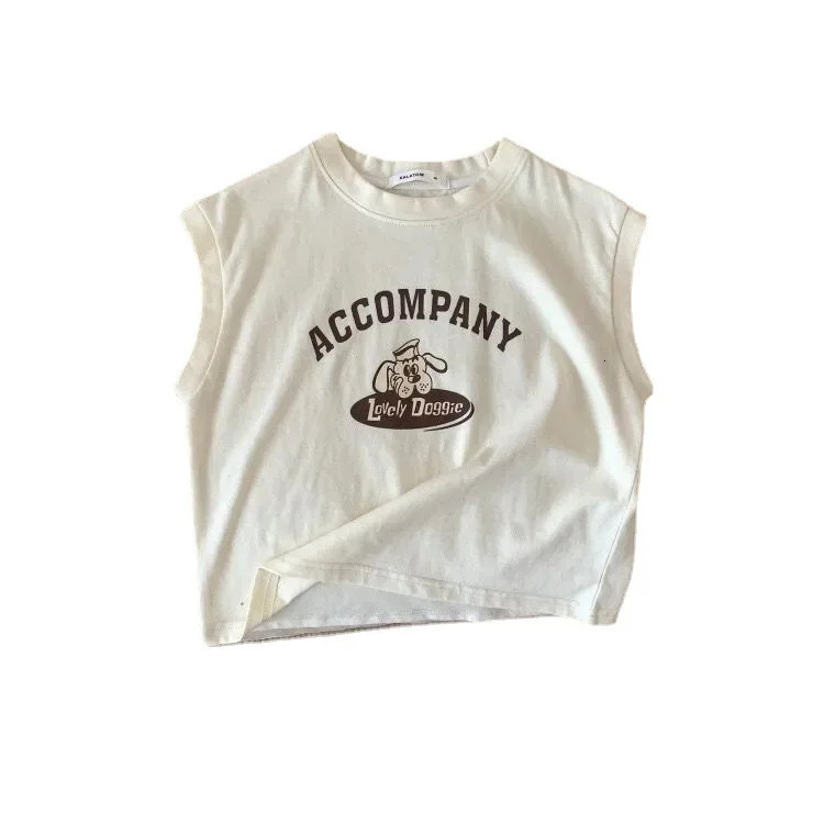 Summer Korean Children Boys Vest Cotton Letter Print Infant Babys Boys T-shirts Loose Round Collar Toddler Kids Boys Tank Tops 250515