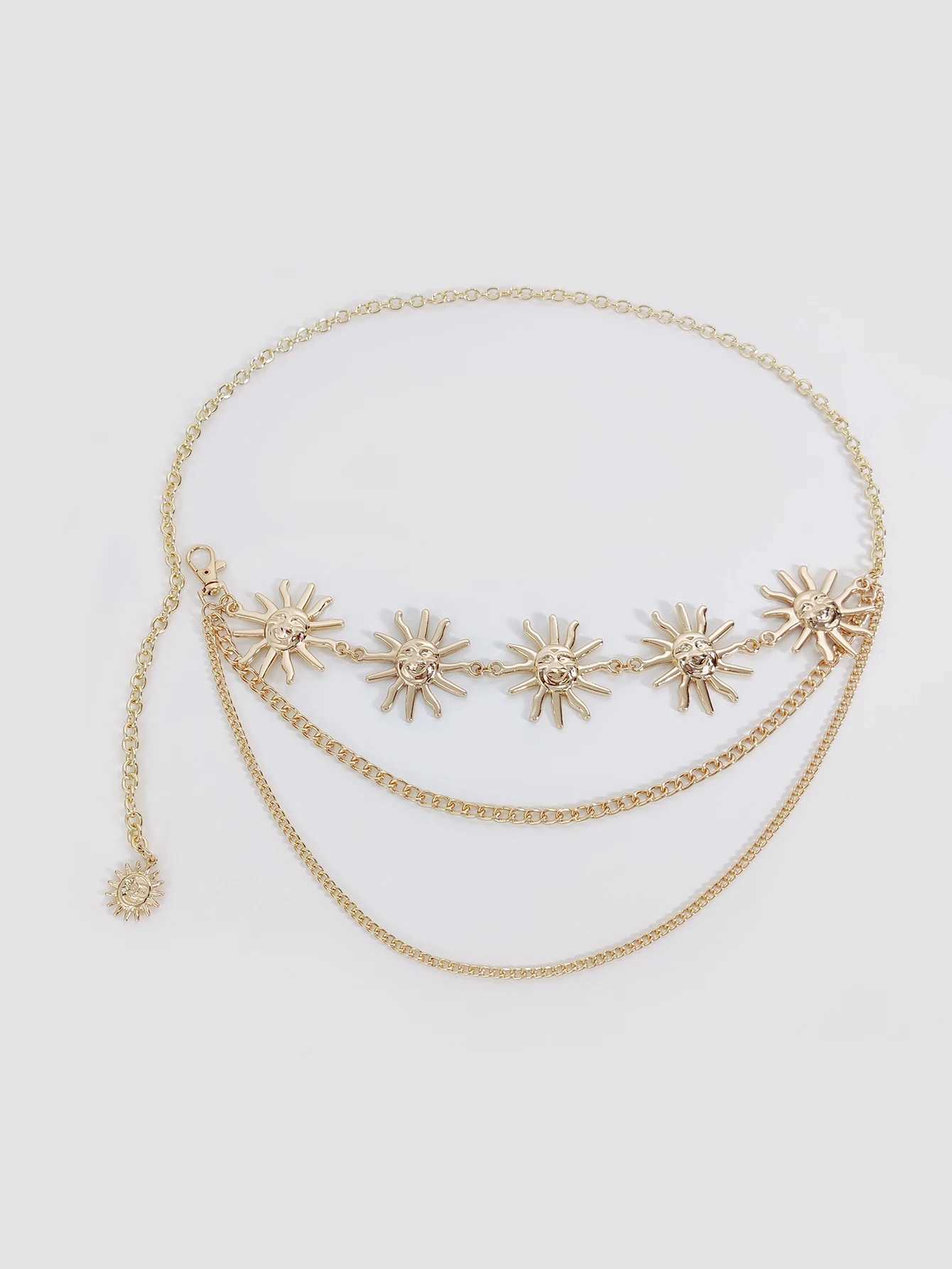 Tassel Waist Gold Chain Belt Female Harajuku Accessory Y2K Punk Silver Metal Sun Belts For Women High Quality Luxury Waistband Y250515