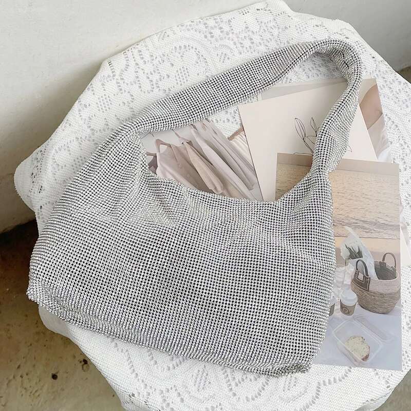 Rhinestones Evening Purses And Handbag Designer Hobo Shoulder Shiny Crystal Clutch Purse Bucket Bag