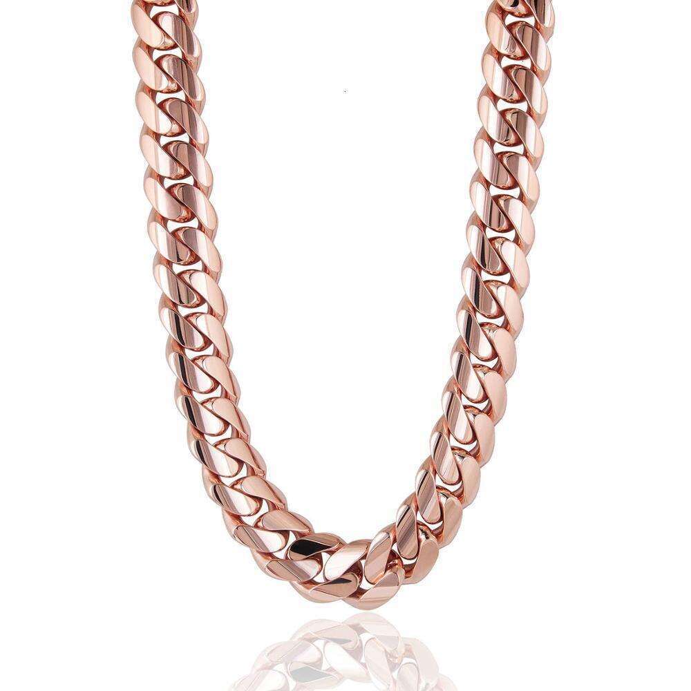necklace moissanite chain Wholesale Stainless Steel Mens Link Necklace 14k Rose Gold Thick Miami Cuban Chain