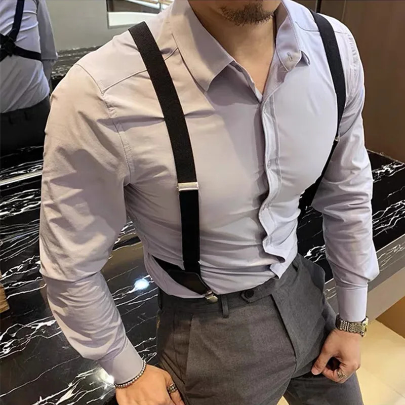 Fashion Vintage Suspenders for Adult Women Men 2.5cm Wide Cross-Over Back 2 Side Clips Adjustable Elastic Trouser Brace Straps 250515