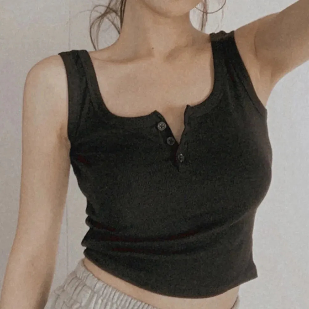 Womens vest lace buttons sleeveless shirt solid color casual womens youth fashionable basic summer dress 250506