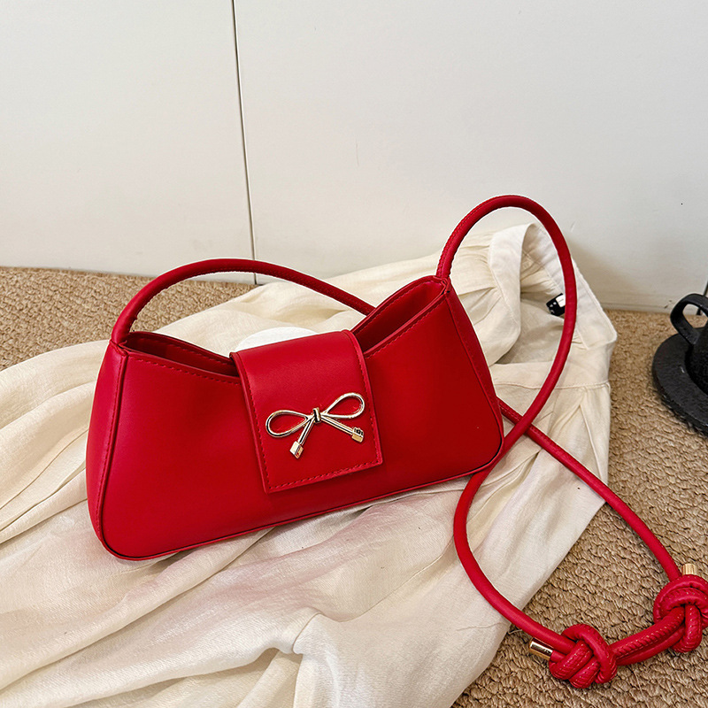 Free Delivery Designer Bag Simple And Casual Solid Color 2025 Spring New Butterfly Bow Fashion Design Single Shoulder Underarm Small Square For Women 