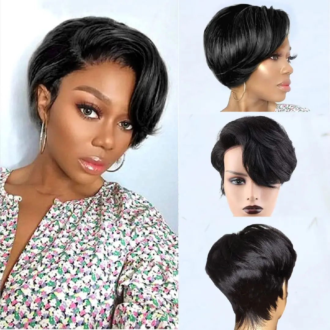 Short Pixie Cut Wigs Human Hair 13x4x1 Side Part Bob Lace Front Human Hair Wigs for Women Straight Hair Remy T Part Lace Wigs 250512