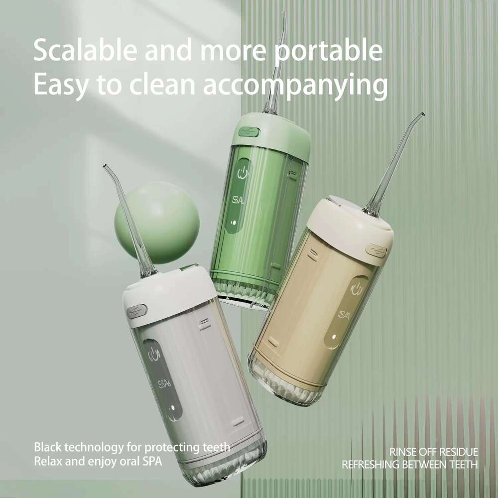 Cordless Oral Irrigator 2 Nozzles 200ML Detachable Tank 3 Modes USB Charging Teeth Cleaner IPX7 Portable Water Dental Flosser