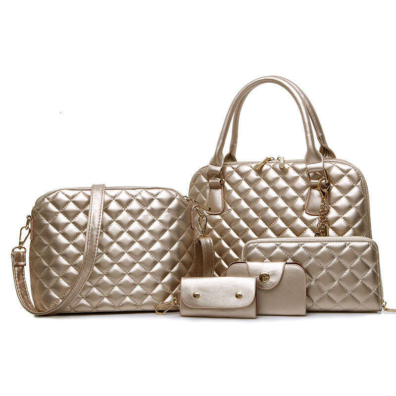 new fashion trend diamond grid five piece set mother texture single shoulder hand-held crossbody women's bag