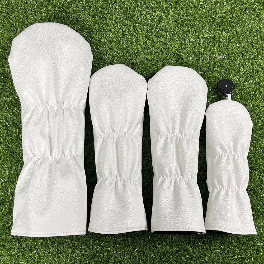 GGolf Headcovers Summer Fashion Head Cover High Qaulity Driver Wood Cover Set White Premium Leather Driver Fairway Hybrid Golf Wo 240619