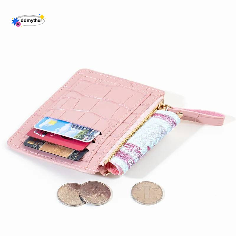Women Slim Business Holder Men Mini Wallets Zipper Card Money Holders Vintage Short Wallet Female Thin Small Purse ddmythur