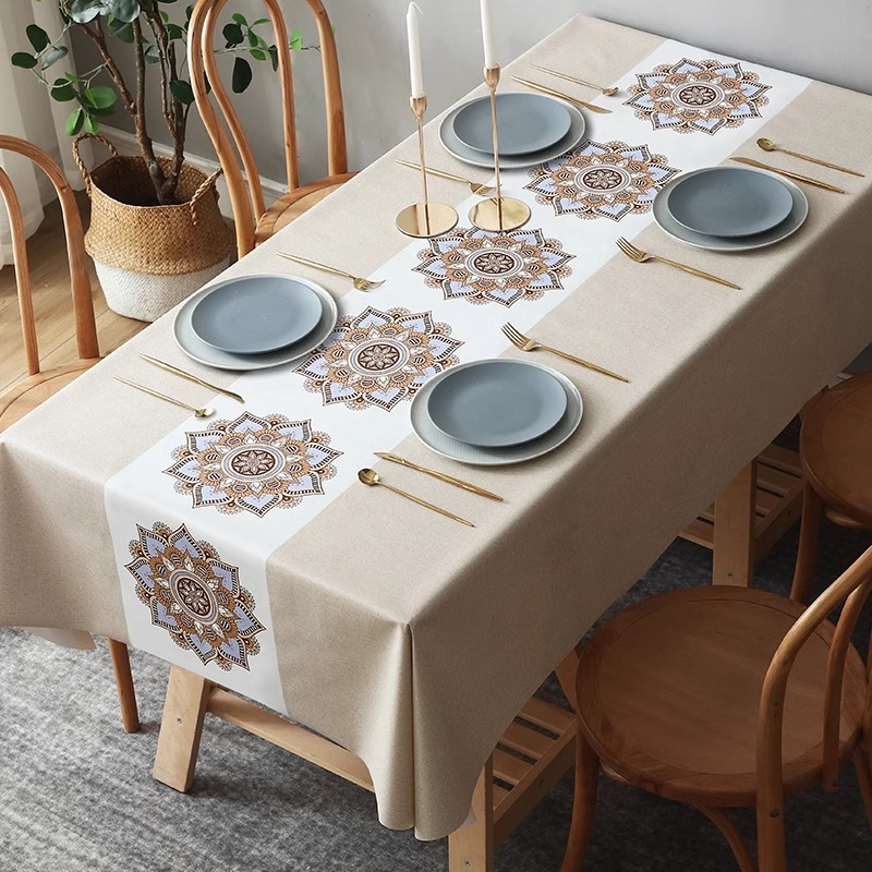 A0908 Nordic Design Washable Tablecloth with Waterproof & Oil-Proof Finish for Rectangular Coffee Tables