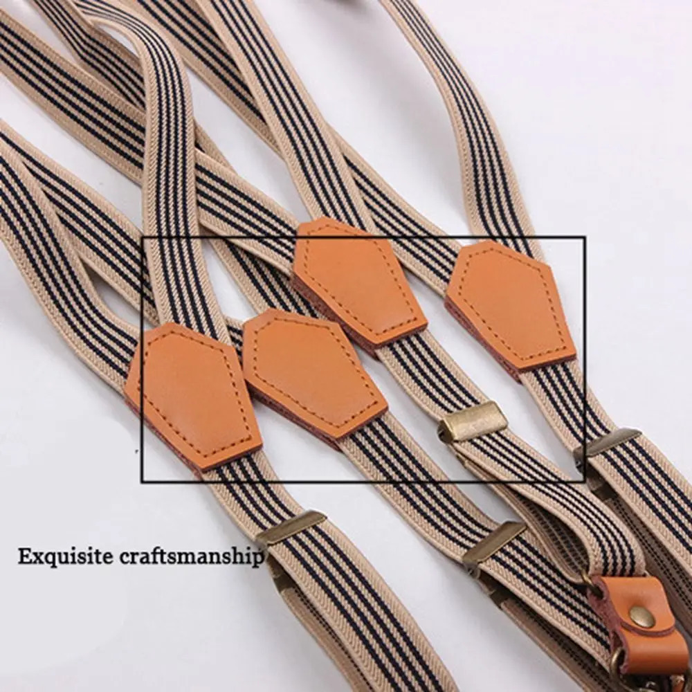Straps Solid Color For Men Stripe Strap Clip 3 Hooks Tie Suspenders Clips Hanging Pants Clip Adjustable Braces 250515