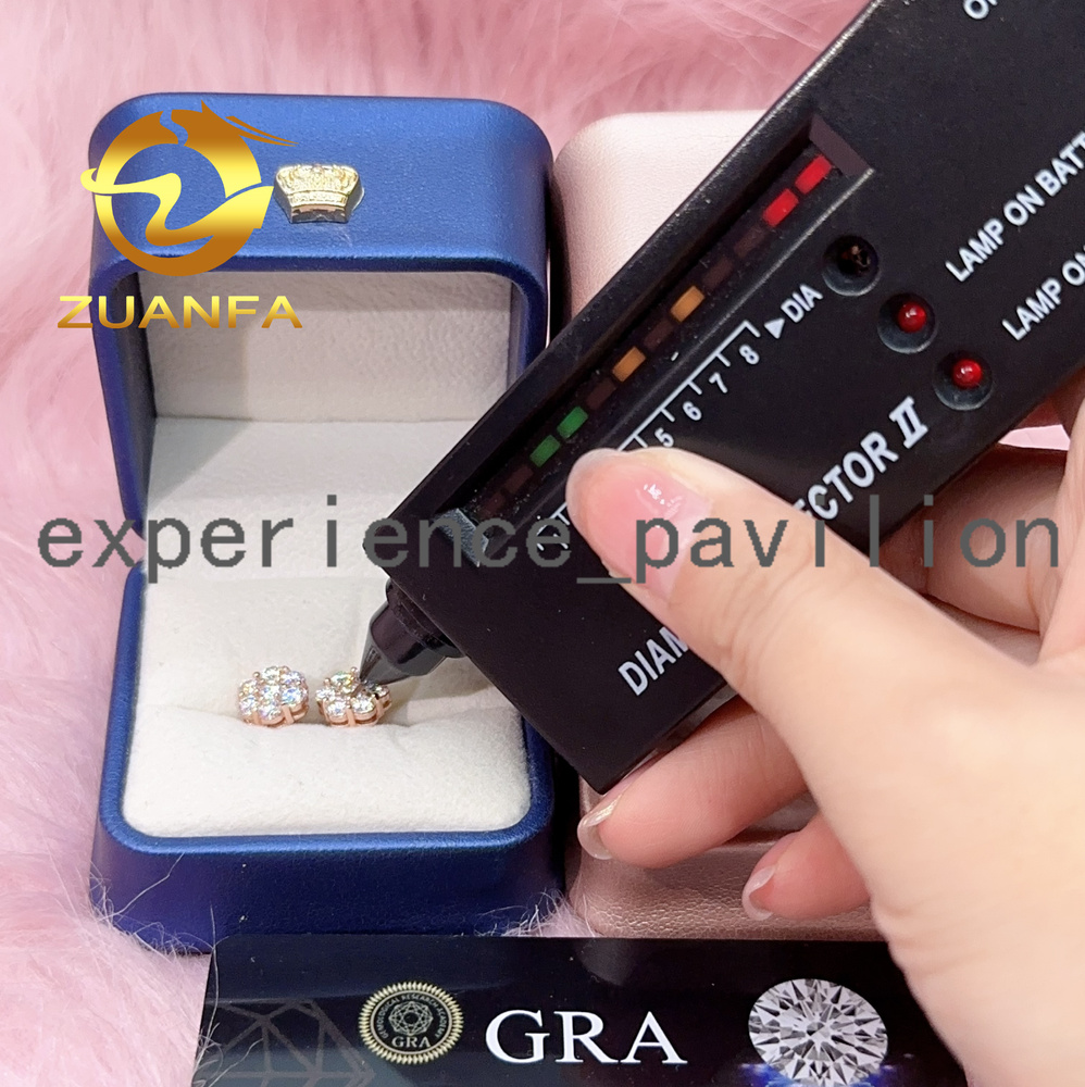Gra Certificate Flower Cluster Moissanite Earrings 925 Sterling Silver Moissanite Stud Earrings for Men and Women