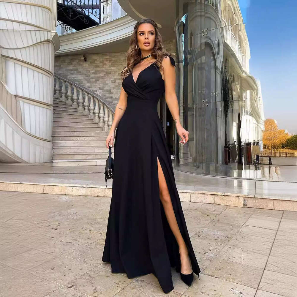 White Dress Maxi Dress Women's Clothing Summer Solid Color Extended Evening Dress KQ