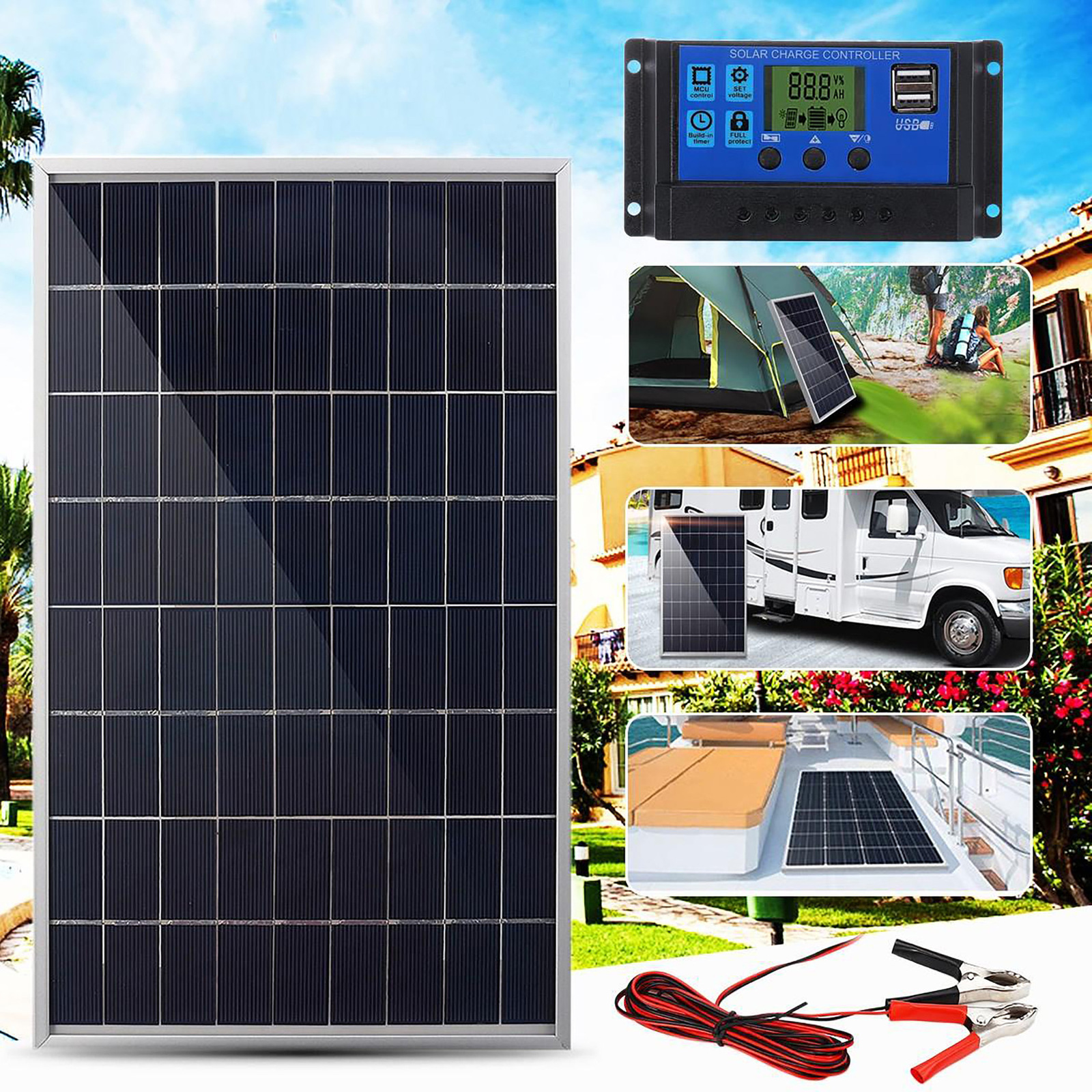 Solar panel outdoor monitoring chicken coop car charging panel solar photovoltaic module controller 240430