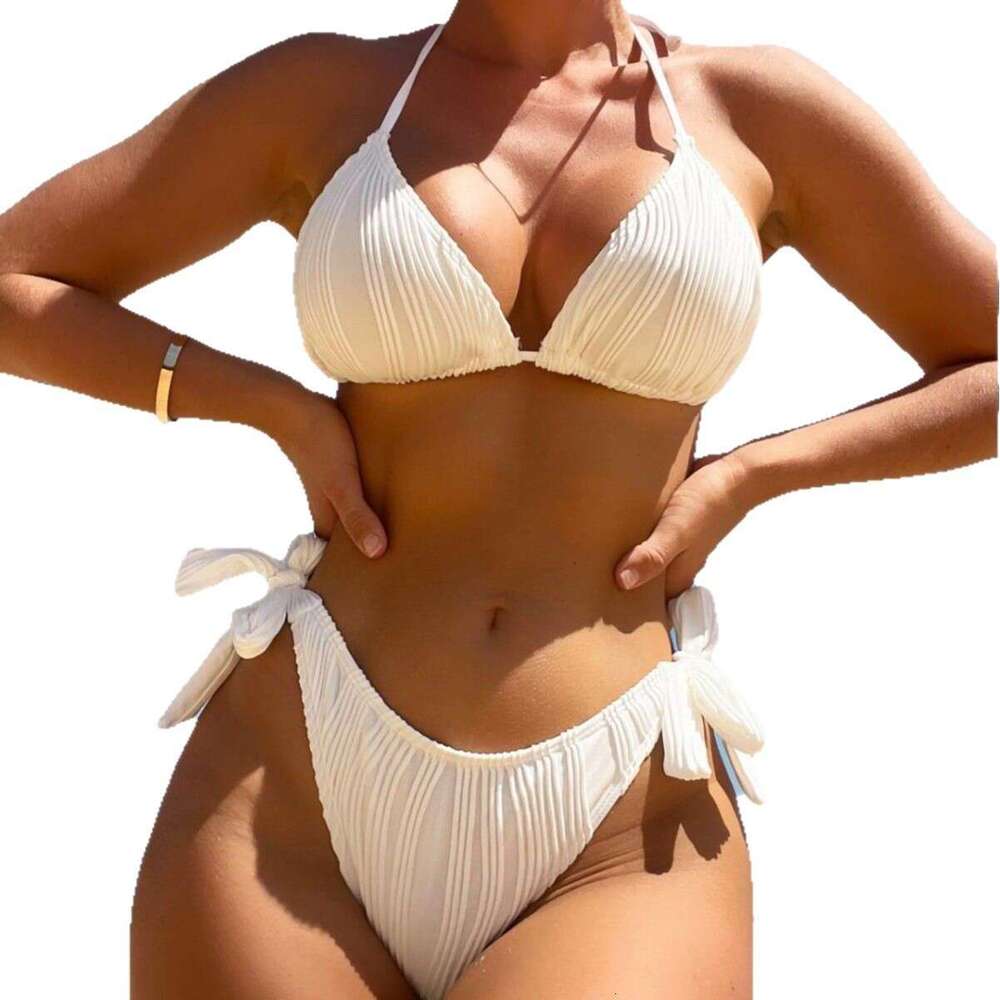 New solid color three piece cover up swimsuit, European and American sexy bikini, fashionable women's split swimsuit wholesale factory, 2025 new 