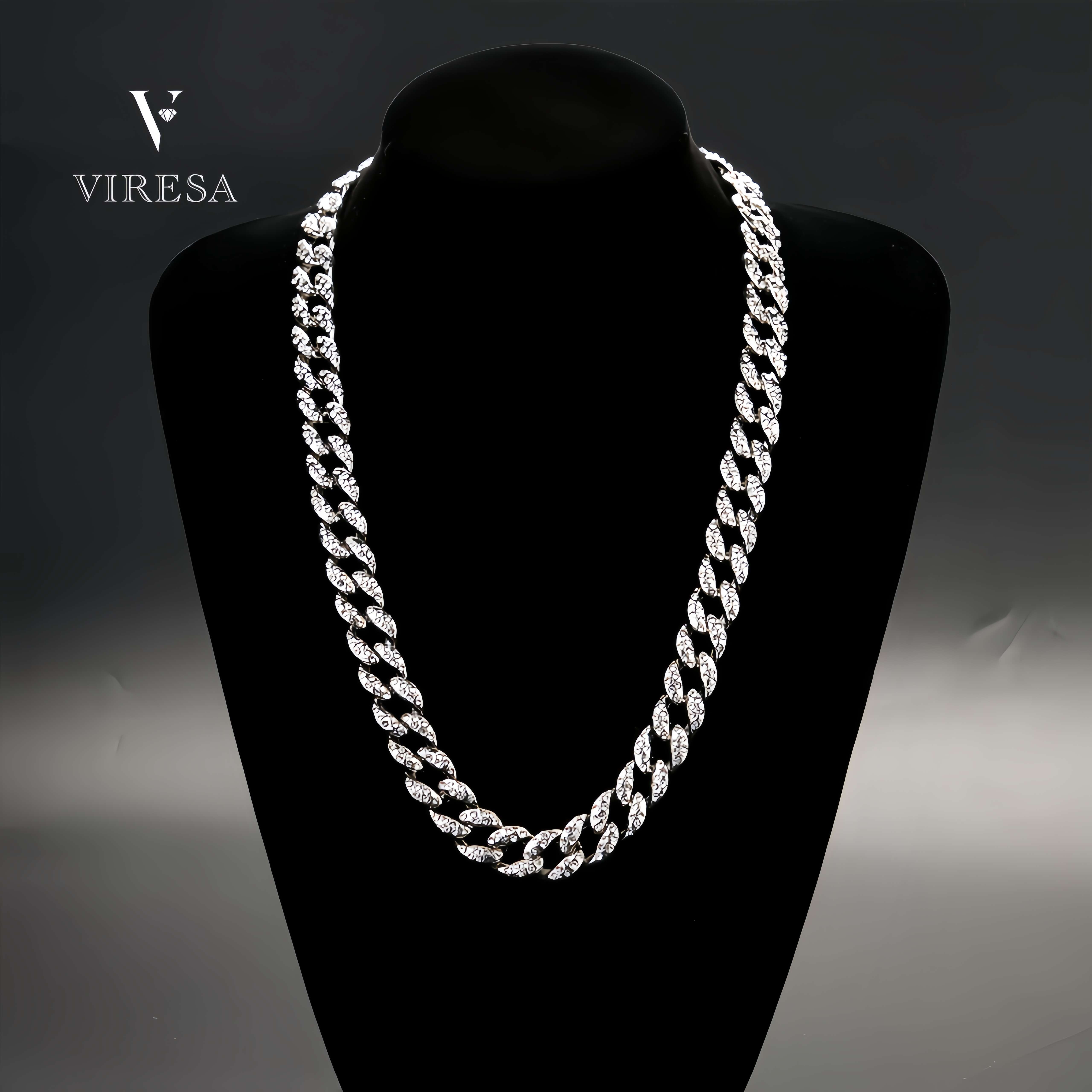 Hot Sale VVS Moissanite Cuban Chain Necklace 2 Rows 15mm Wide 925 Solid Silver Iced Diamond Cuban Link Hip Hop Style