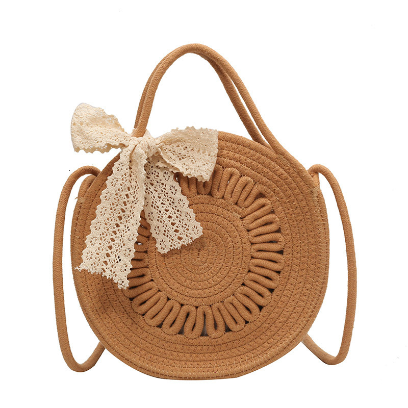 New spring grass woven women's crossbody bag specially designed for girls, summer simple round bag woven designer trendy shoulder bag versatile l