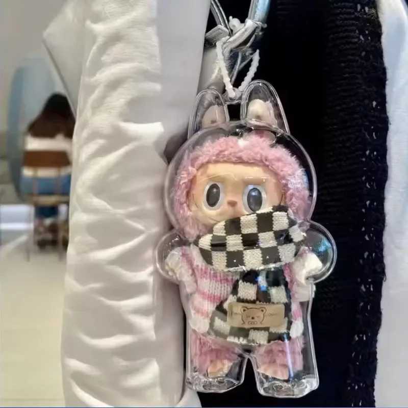 Labubu Transparent Protective Doll Display Bag II Mini Portable Box for Stuffed Toys Clear PVC Storage Case Free shipping