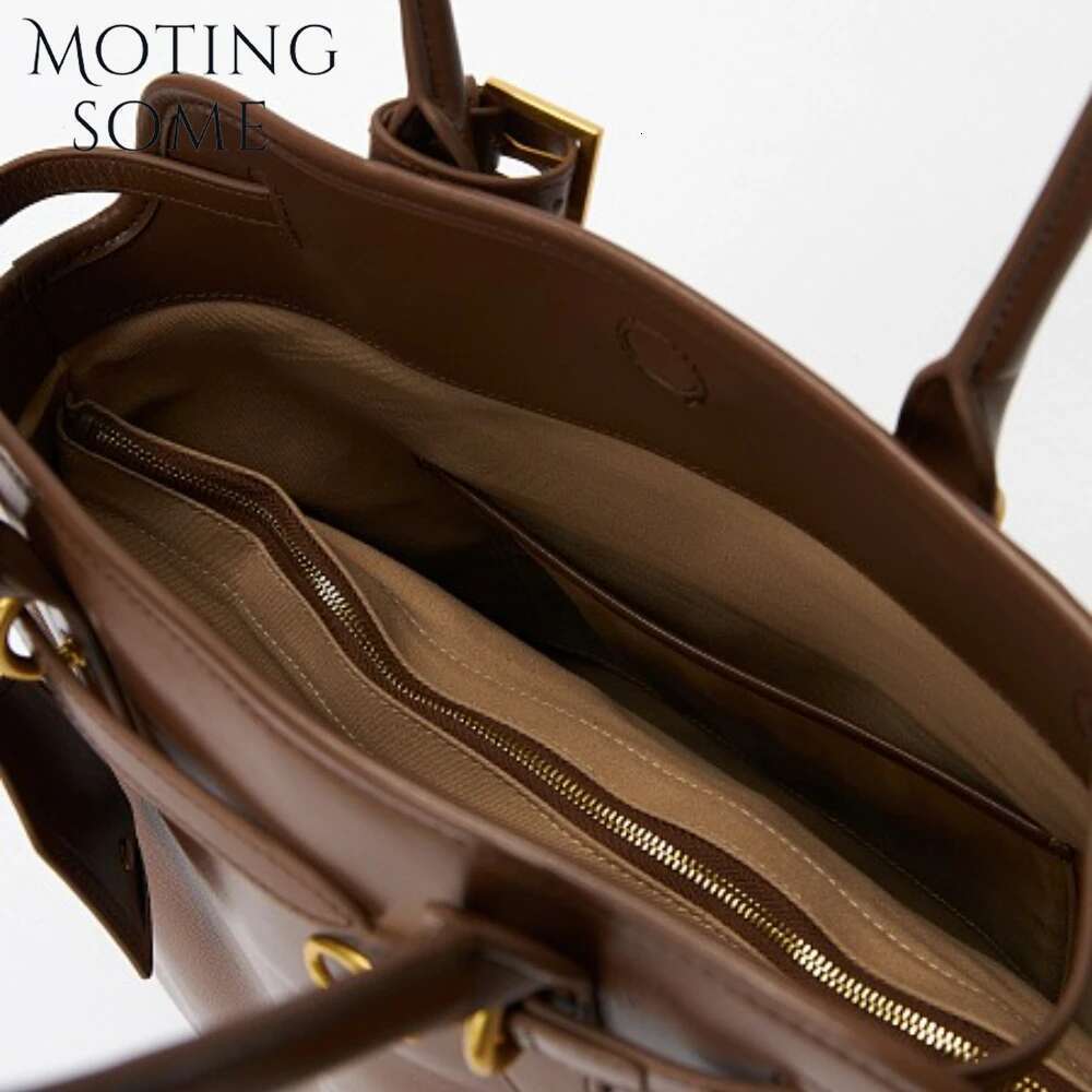 Motingsome Natural Cowhide Skin Roomy Women Shoulder Designer Bag Fashion French Style Chic Lady Casual Tote