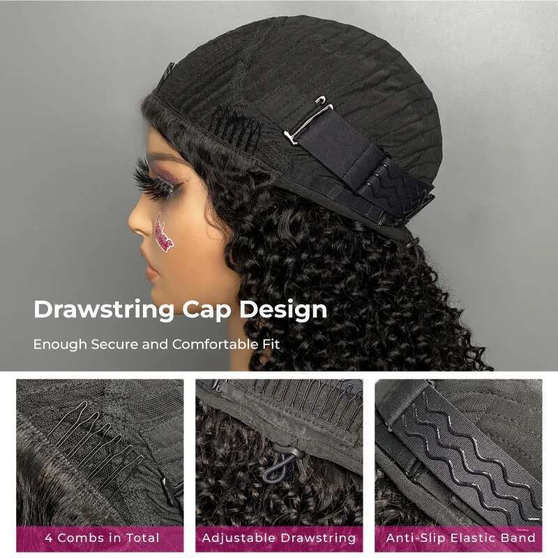 VSHOW 3 In 1 Half Wig Kinky Straight Human Hair Full hiine Made Wigs With Natural Hairline Beginner Friendly