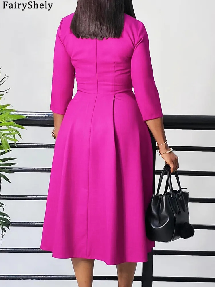 FairyShely 2025 Sexy Solid Plus Size Dress Women Long Sleeve Large Big Long Dresses Lady Autumn Party Tight Folds Curvy Dress 250514