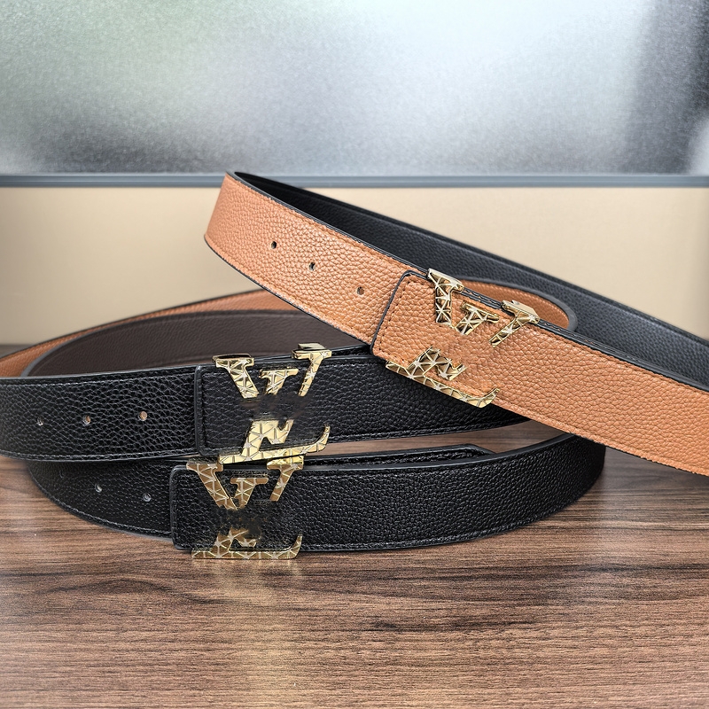 Luxury Designer Gold Buckle Belt** - Glossy Business Belt for Men & Women | Genuine Leather Dress Belt for Suits & Formal Events (Adjustable ")