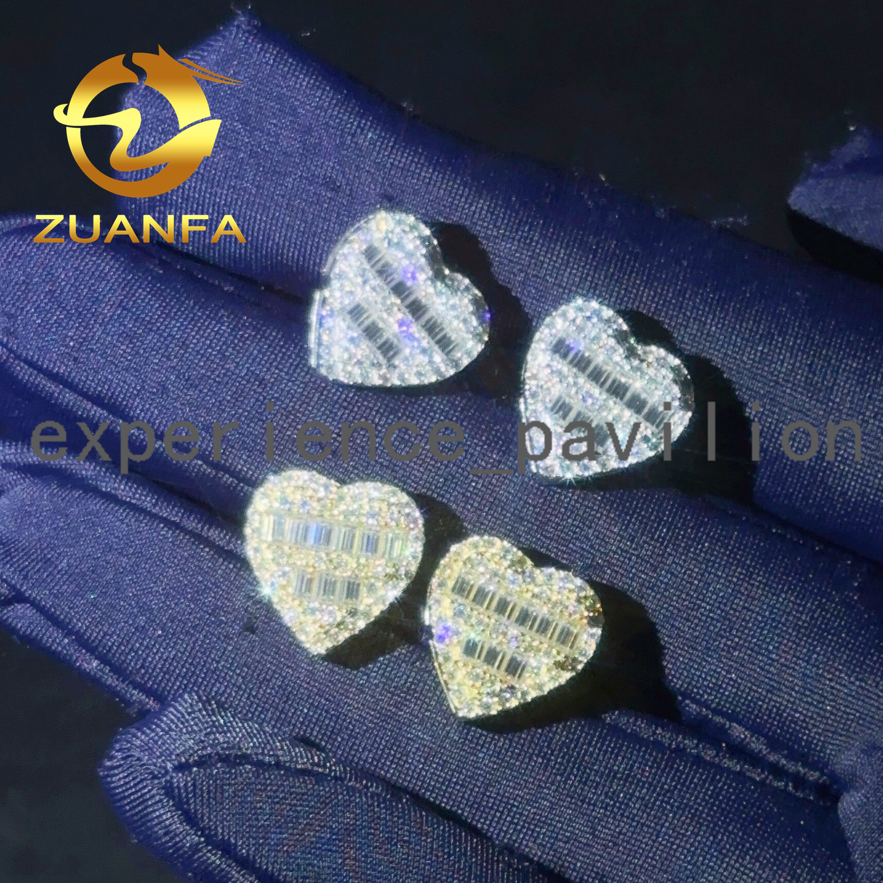 Ready Shipping Heart Shape Hip Hop Earring 925 Sterling Silver Moissanite Diamond Stud Earrings Pass Diamond Tester Screw Back