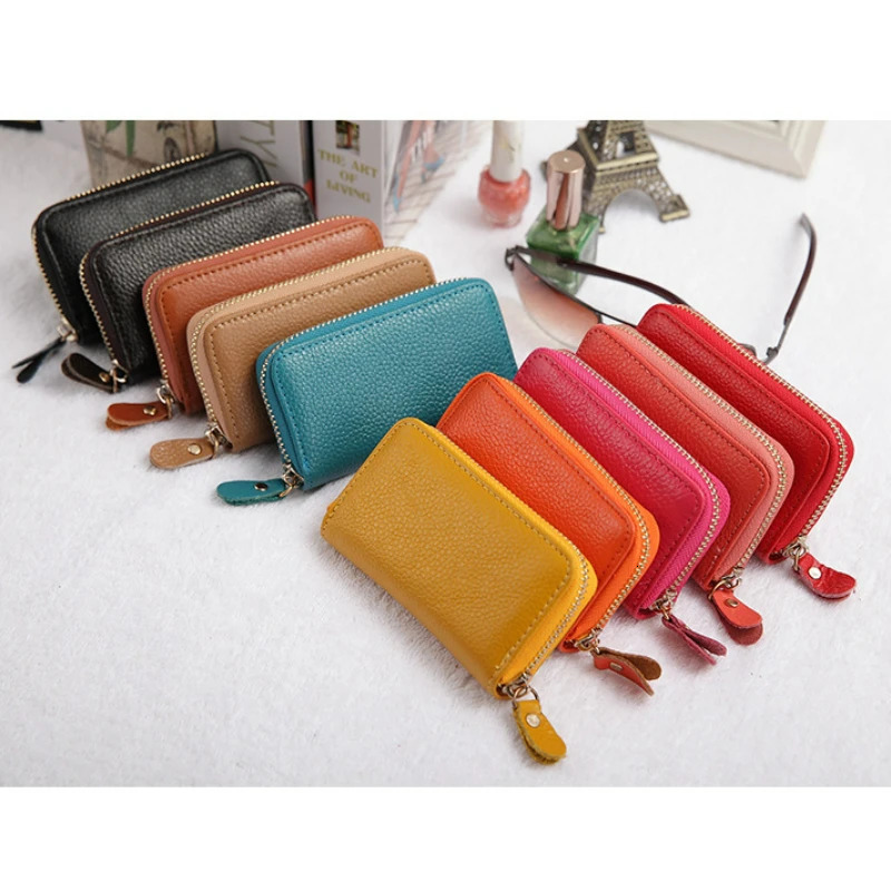 Split Leather Key Holder Bag with 2 Card Slot 6 Hooks 1 Access CardKey Case Car Key Holder Wallet for Men Women 250515