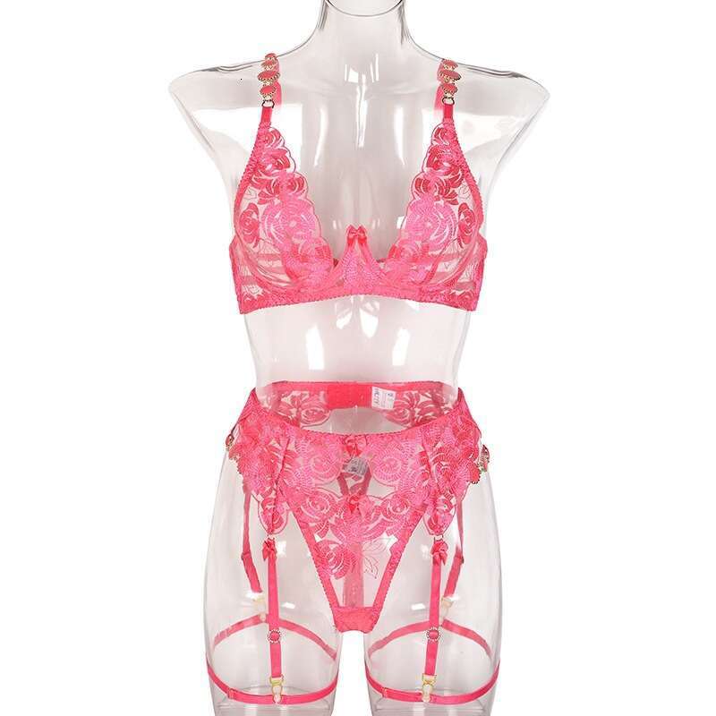 Patent Leather Sexy Lingerie New Style Embroidered Bra Sexy Gathering Lingerie Set KQ