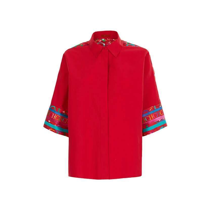 CHCH Shirt 2025 Summer New Red 3/4 Sleeve Top For Women's Commuting