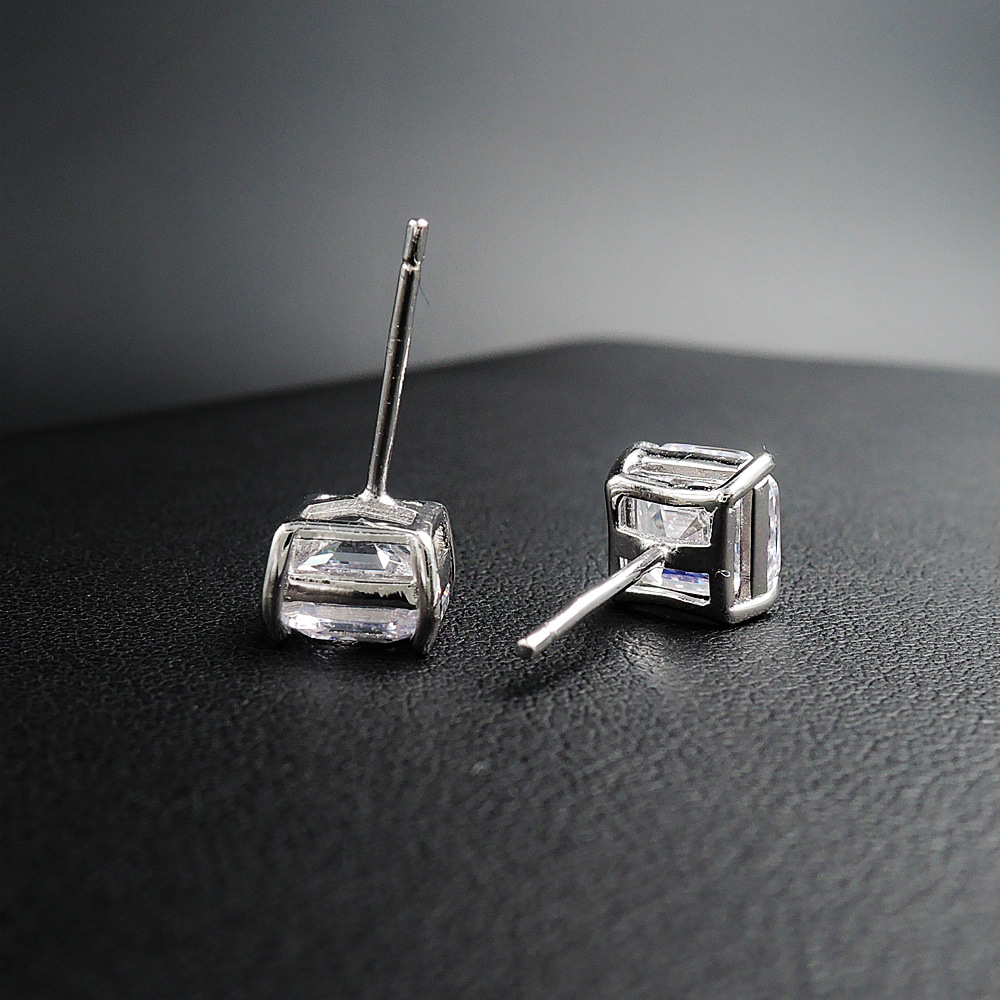 Choucong Ins Top Sell Stud Earrings Simple Fine Jewelry Real 100% 925 Sterling Silver Princess Cut White Lab Moissanite Diamond Party Women Wedding Br