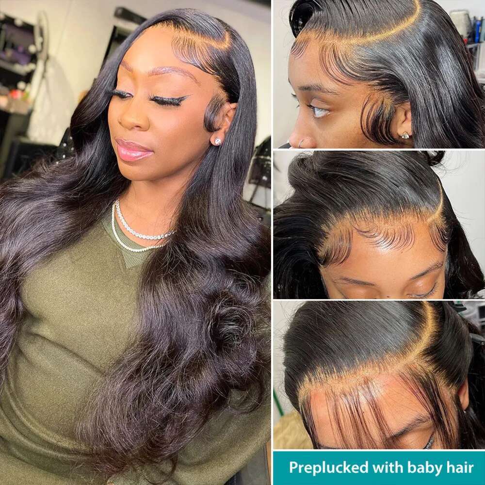 13X6 Body Wave HD Transparent Lace Front Human Hair Wig 40 Inch Pre Preplucked 5X5 200 Density Glueless Brazilian Wigs For Women
