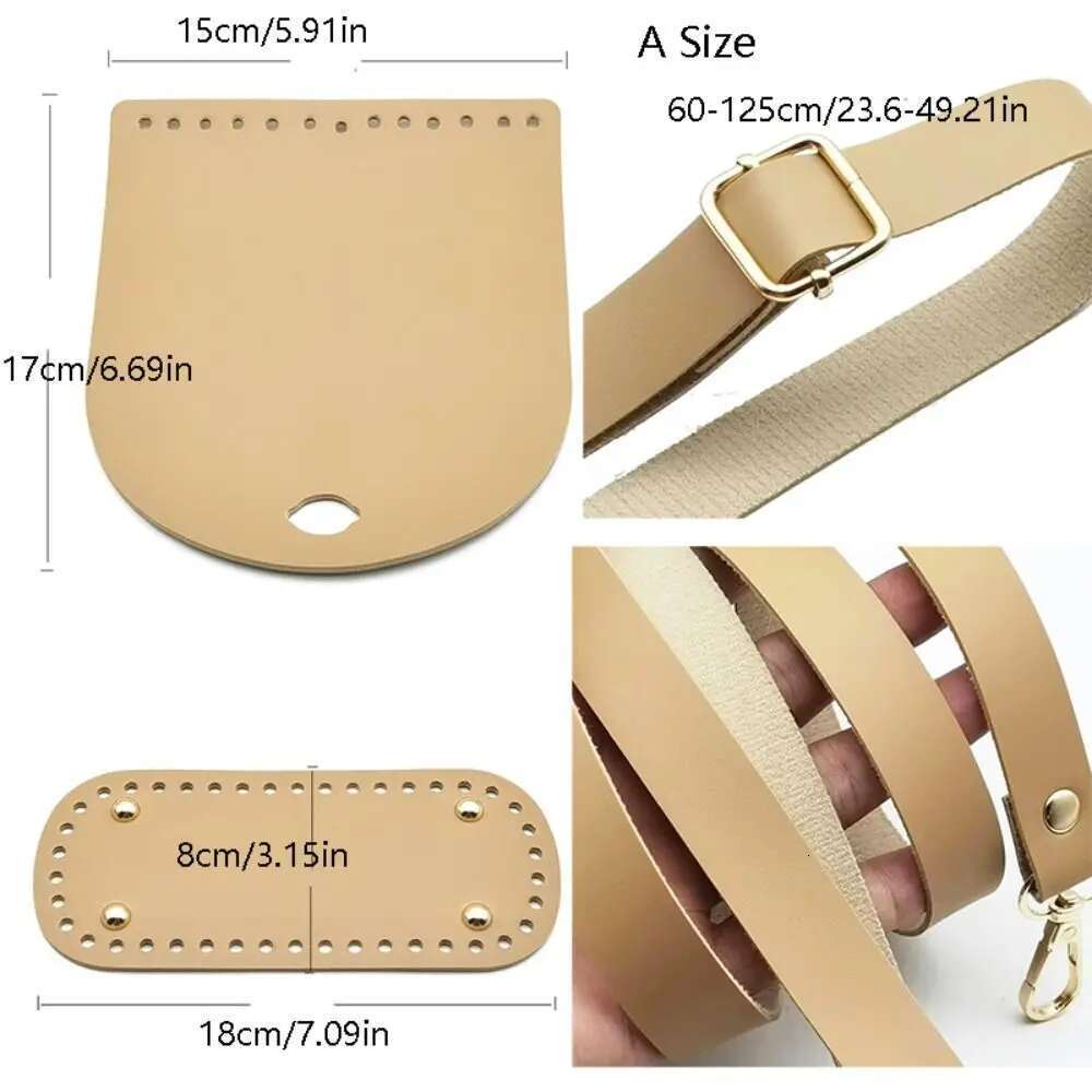 Solid Color 3Pcs/Set Shoulder Bottom PU Handmade Accessories DIY Replacement Leather Bag Strap