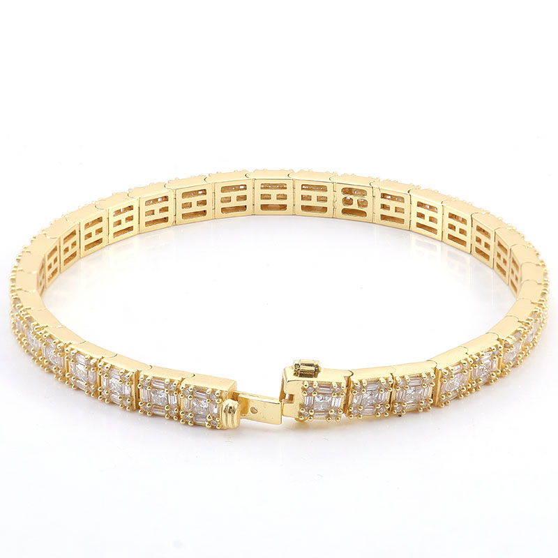 Provence New Women Men Bracelet Silver with 14K Gold Plated DEF VVS Moissanite Diamond Tennis Bracelet for Anniversary Birthday Mother's Day Gift