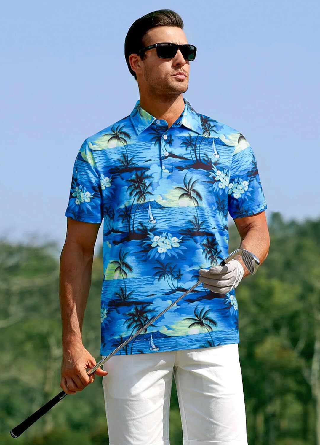 Mens Polo shirt Men's Polo Shirts Short Sleeve Moisture Wicking Fashion Print Hawaiian Golf Shirts for Men
