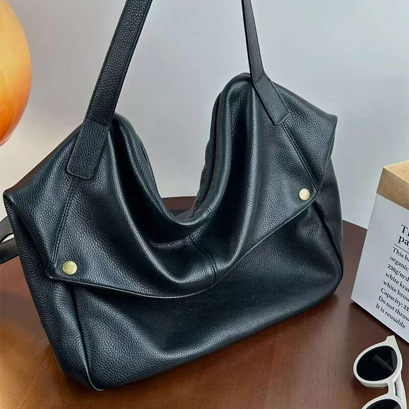 Brand New Capacity Shoulder Genuine Large Soft Leather Bag Simple Casual Women's Tote Handbags