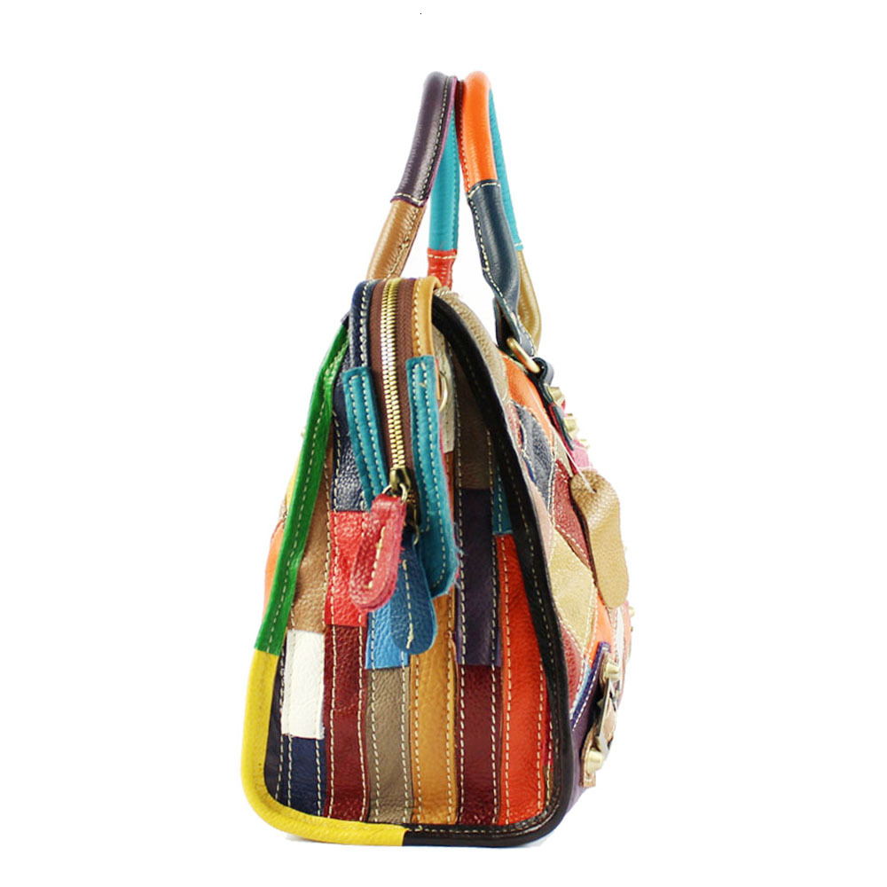 Free shipping on 2025 new designer bags Style Genuine leather women's handbag, colorful cowhide diamond grid splicing, single shoulder bag casual
