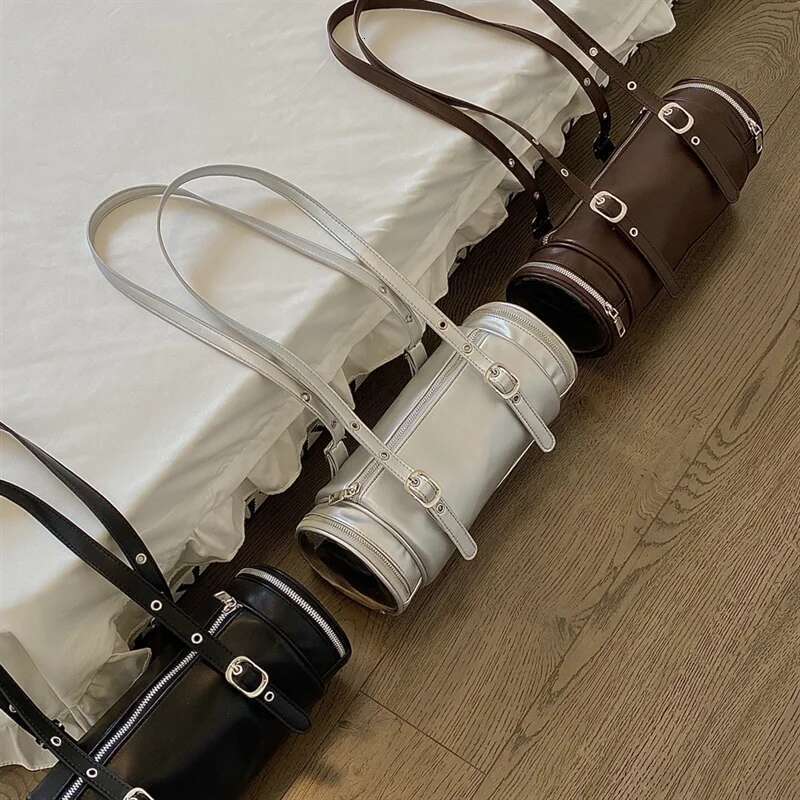 Barrel-Shaped Ita Bolsos Mujer PU Transparent Hand Bag Ladies Spice Girl Sac Femme Korean Shoulder Bags For Women Pillow Bolsas