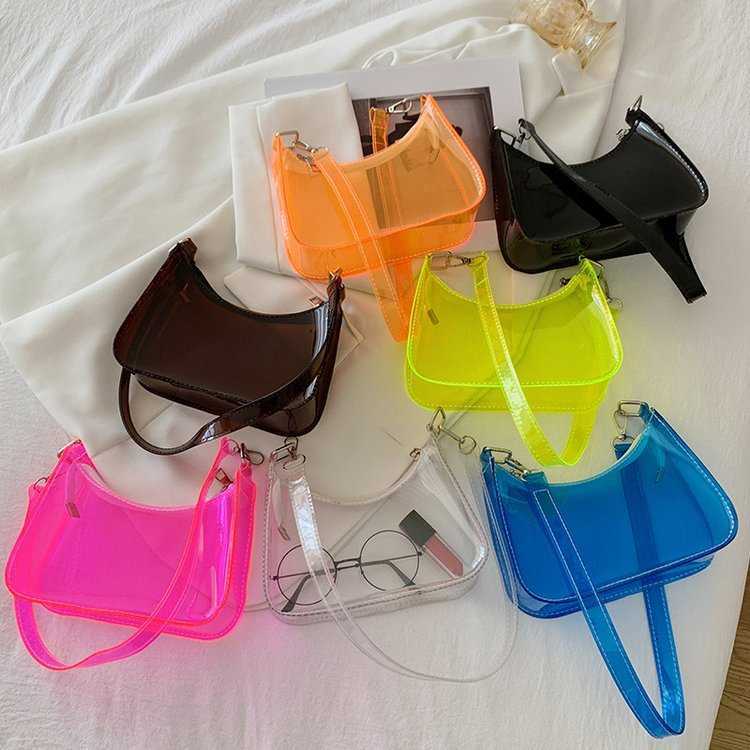Transparent Bag Womens New Trendy Korean Version Fashion Jelly Bag Famous And Stylish One Shoulder Armpit Bag