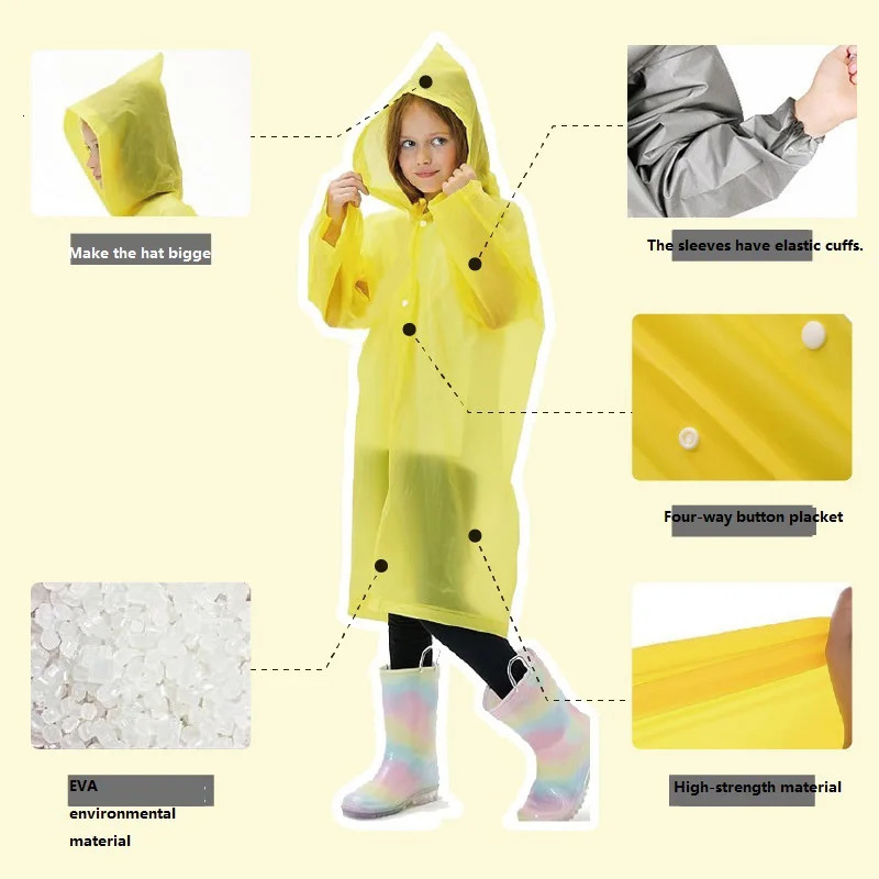 Raincoat Waterproof Kids Children Raincoat Waterproof Poncho Infant Rain Coat for Kid Girls Yellow Raincoat XYJ02 250515