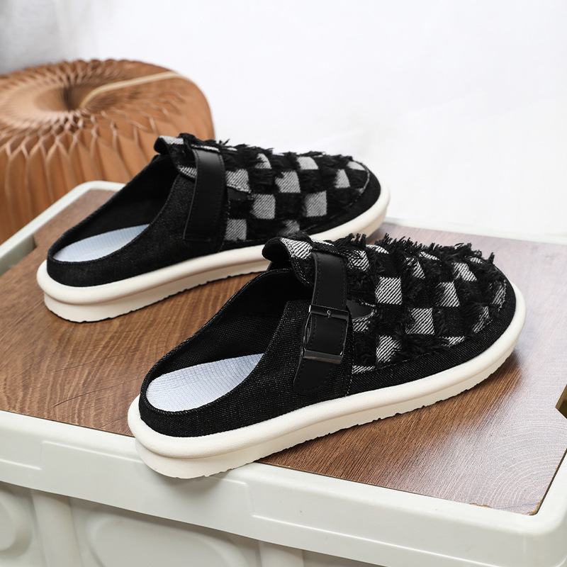Spring New Baotou Casual Shoes Half Tote Men S One Step Stepping Boken Denim Fashion Casual Shoes Comfortable Slippers Ddmysaturn