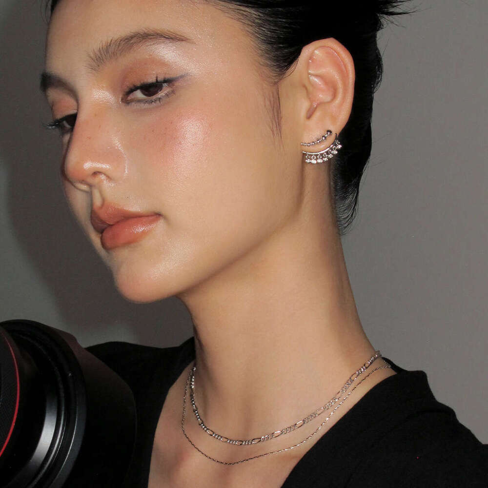 Boonee alus niche design gradient spherical metal splicing two-piece tassel zircon earrings new style
