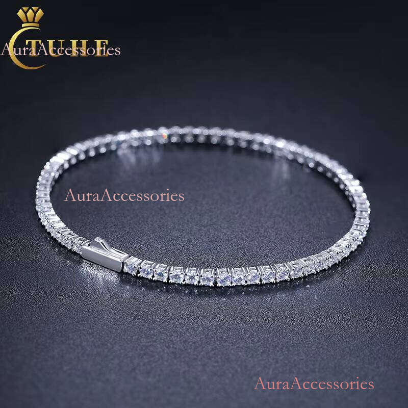 Factory Price Dia 2mm 2.5mm Chain Sier Vvs Moissanite Hip Hop Iced Out Tennis Bracelet