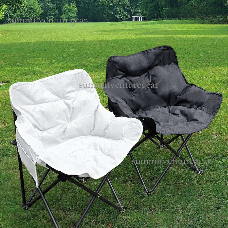 Thick space cotton outdoor folding moon portable camping raised lounge chair, fishing bench, equipped with extra thick equipment