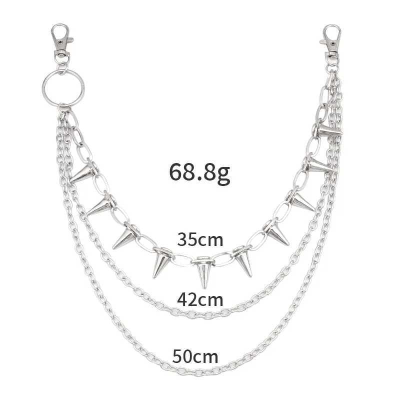 Fashion Hip-hop Punk Metal Rivets Pants Chain Multi-layer Waist Chain Dress Up Pants Hundred With Jewelry Emo Accessories Gifts Y250515