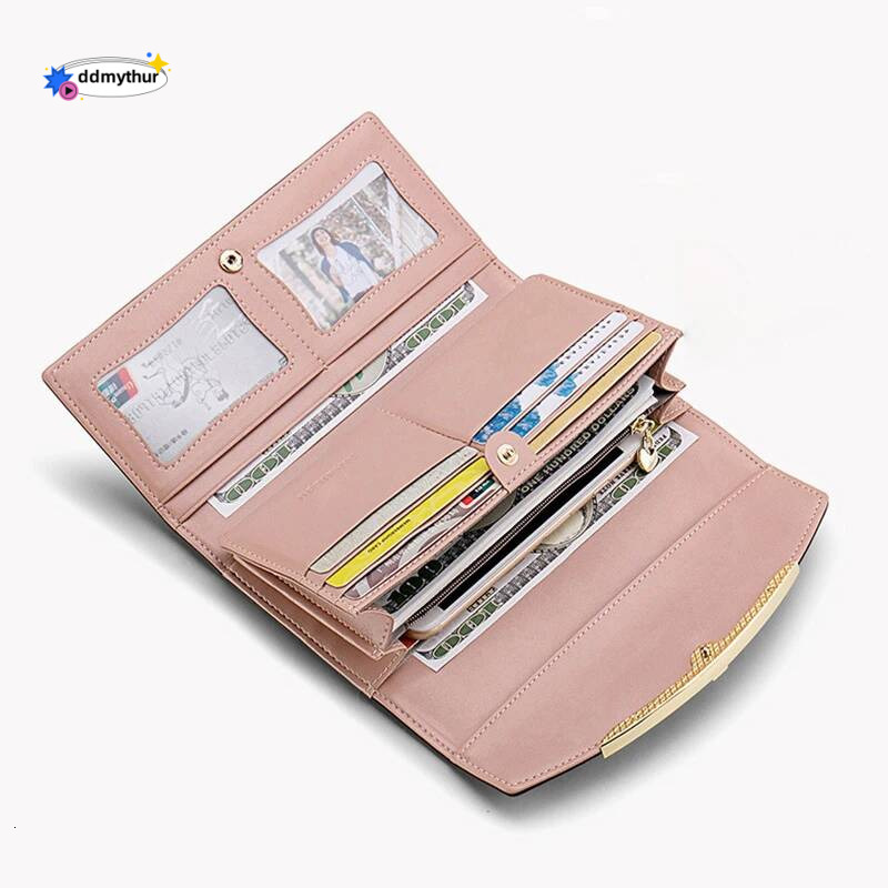 Designer Women's Long Leather Wallet High Quality Large Capacity Purses for Women Multifunctional Simple Elegant Handbag ddmythur