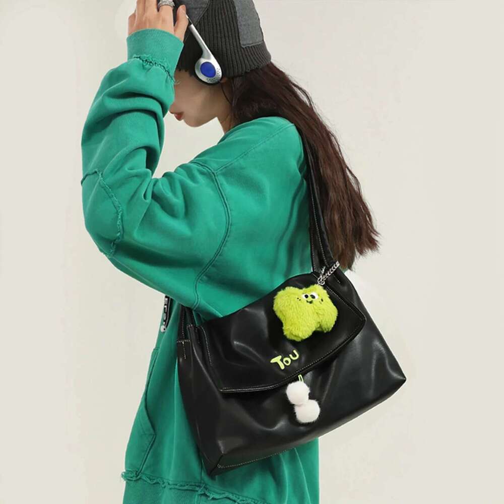 TOUTOU Tote Doll Pendent Large Capacity PU Leather Handbag Shoulder Women Bag Back To School Valentine's Day Gift
