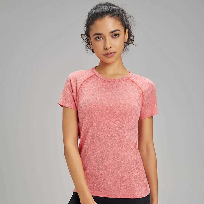 Ten Color Quick Dry Sports Short Sleeve T-Shirt Womens Sweatshirt Breathable Fitness Clothing Solid Color Short Sleeve Top M250515