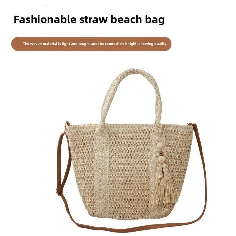 New Close-Fitting Large-Capacity Straw Woven Tote High-Value Portable Shoulder Messenger Women's Bag