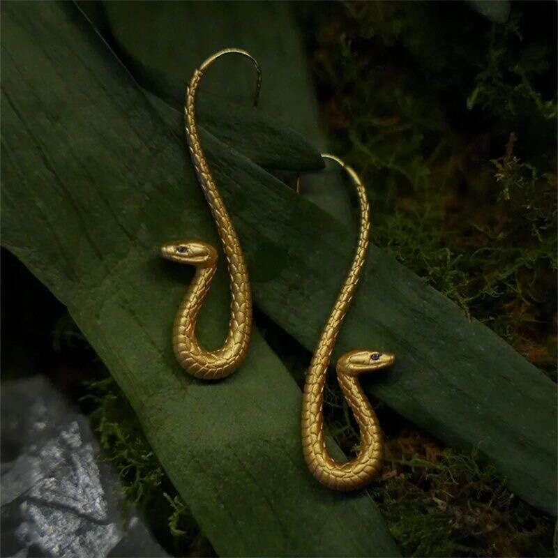 Personalized exaggerated earrings, king cobra design, electroplated gold female ear hook, zodiac gift
