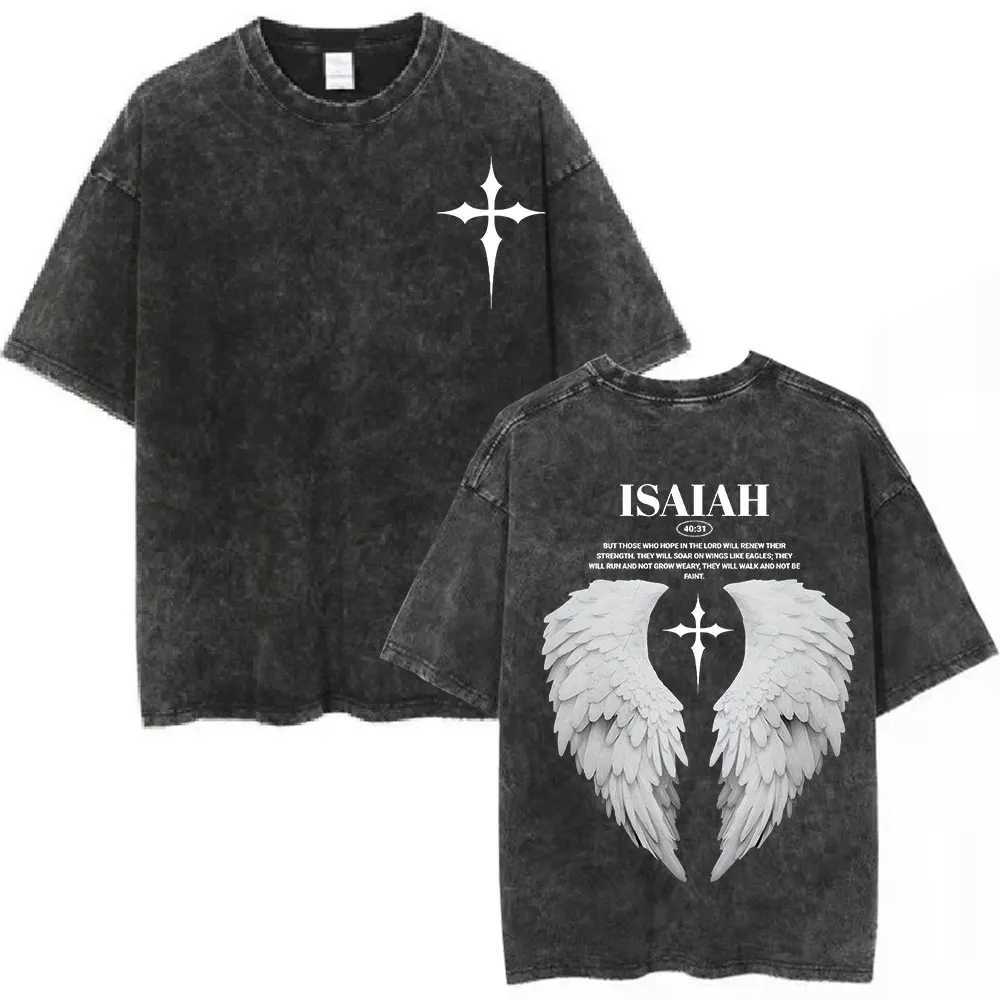 Christian Jesus Bible verses washing T-shirt mens fashion oversized T-shirt Harajuku cotton hip-hop short sleeved T-shirt Z250417